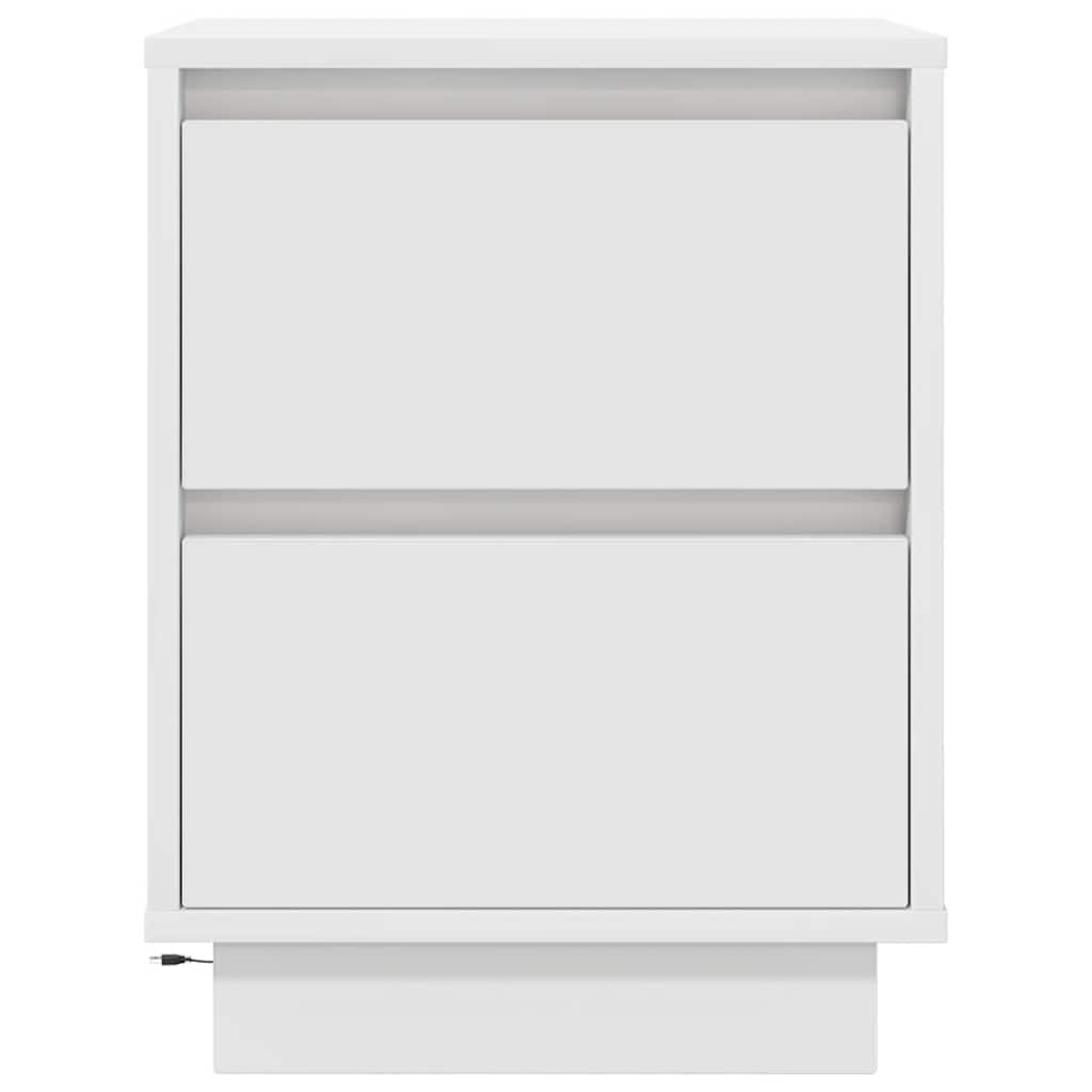Sengeskab med LED-lys Hvid 38x34x50 cm - Flotthjem