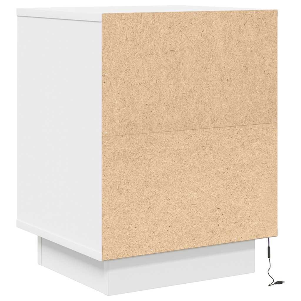 Sengeskab med LED-lys Hvid 38x34x50 cm - Flotthjem
