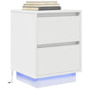 Sengeskab med LED-lys Hvid 38x34x50 cm - Flotthjem