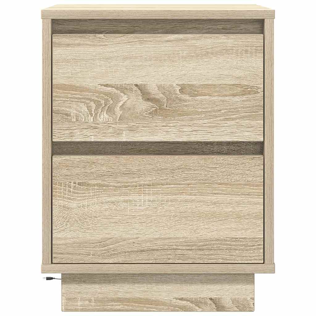 sengeskabe 2 stk. med LED-lys 38x34x50 cm sonoma-eg - Flotthjem