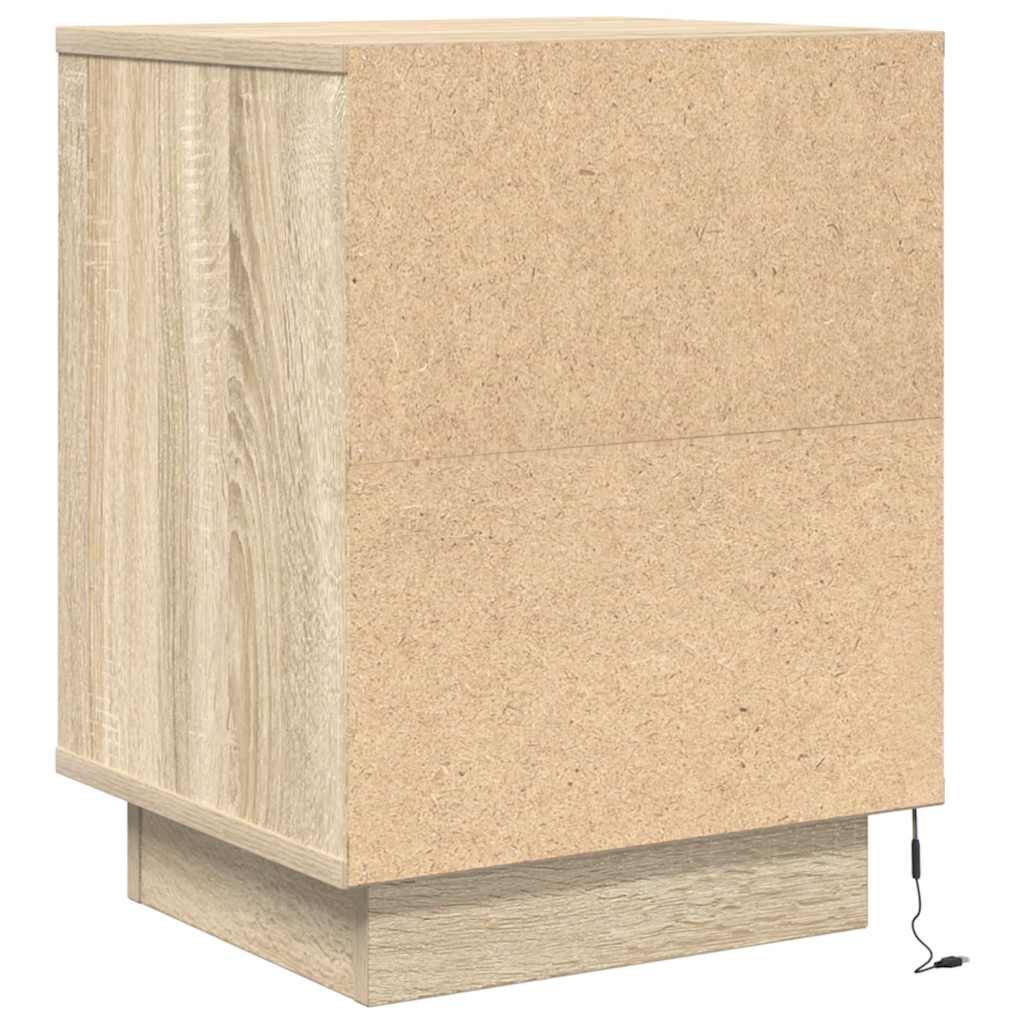 sengeskabe 2 stk. med LED-lys 38x34x50 cm sonoma-eg - Flotthjem
