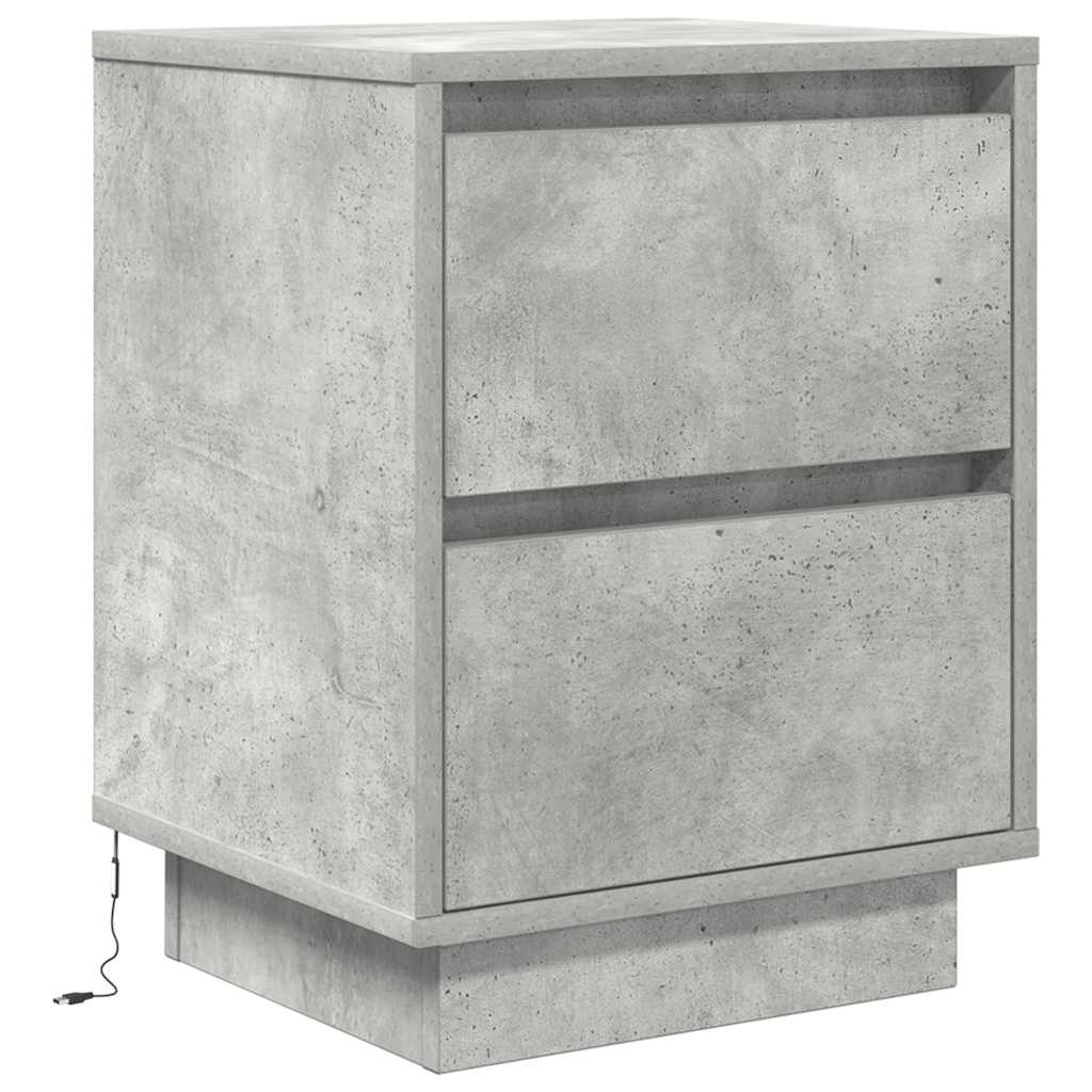 sengeborde 2 stk. med LED-lys 38x34x50 cm betongrå - Flotthjem