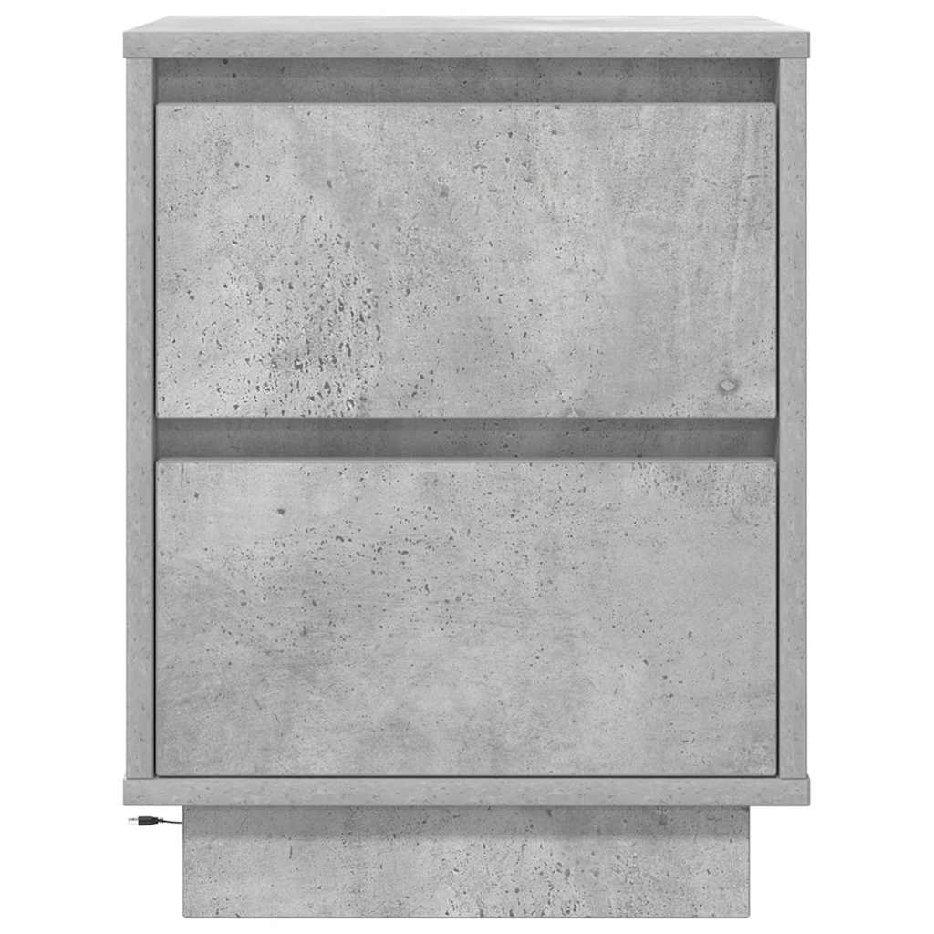 sengeborde 2 stk. med LED-lys 38x34x50 cm betongrå - Flotthjem
