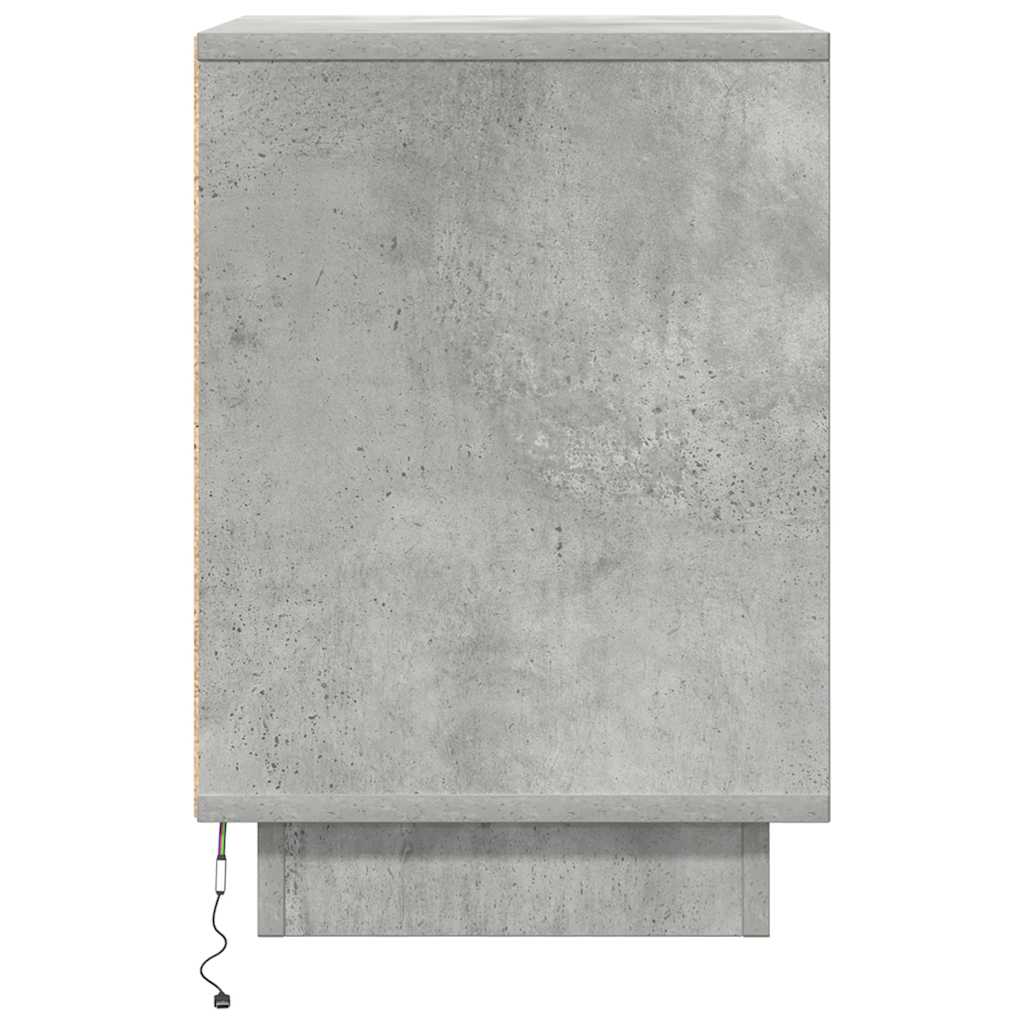 sengeborde 2 stk. med LED-lys 38x34x50 cm betongrå - Flotthjem
