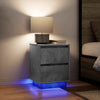 sengeborde 2 stk. med LED-lys 38x34x50 cm betongrå - Flotthjem