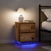 sengeskabe 2 stk. med LED-lys 38x34x50 cm gammelt træ-look - Flotthjem