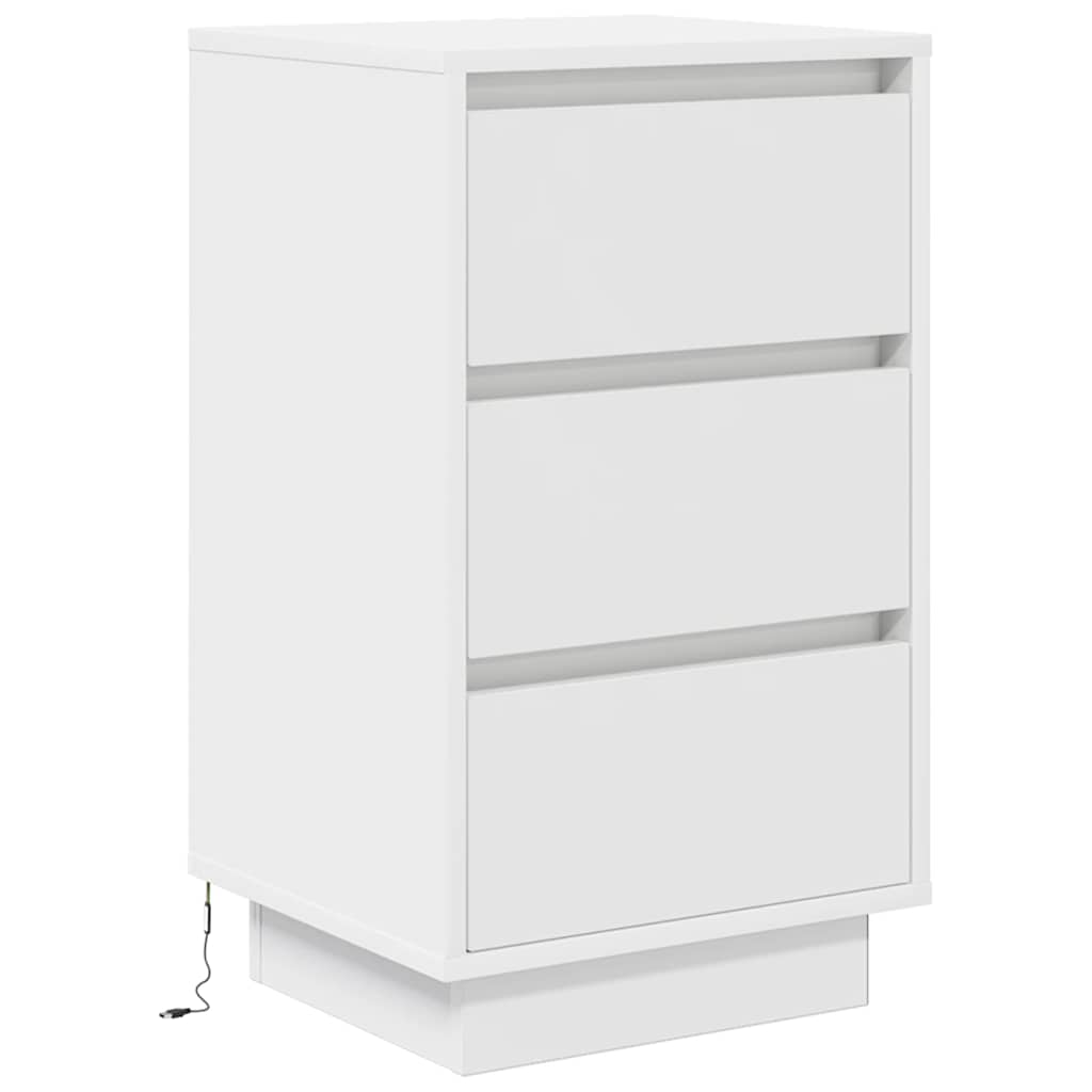 sengeskab med LED-lys 38x34x65 cm hvid - Flotthjem