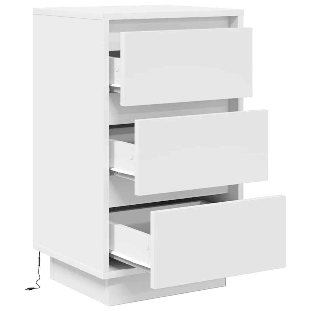 sengeskab med LED-lys 38x34x65 cm hvid - Flotthjem