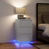 sengeskab med LED-lys 38x34x65 cm hvid - Flotthjem