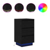 sengeborde med LED-lys 38x34x65 cm sort - Flotthjem