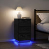 sengeborde med LED-lys 38x34x65 cm sort - Flotthjem