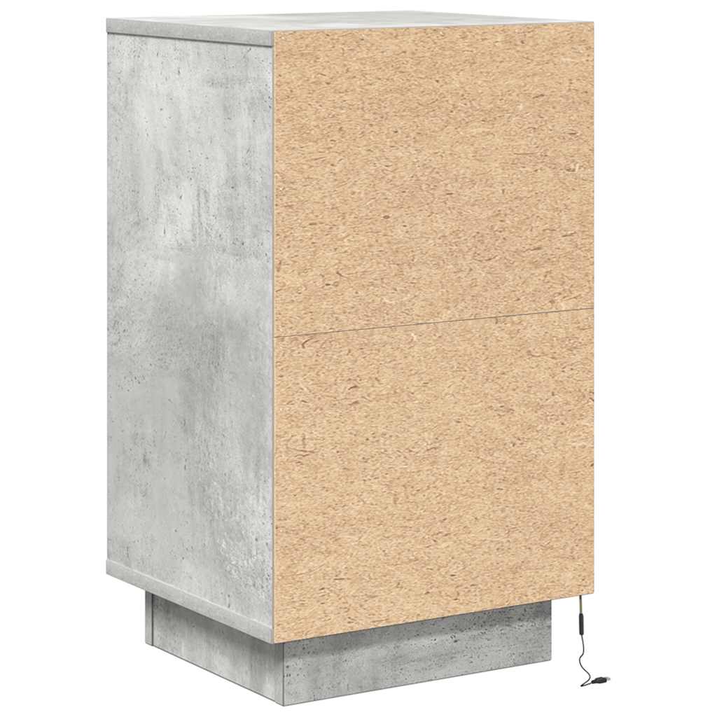 sengeborde med LED-lys 38x34x65 cm betongrå - Flotthjem