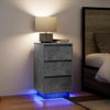 sengeborde med LED-lys 38x34x65 cm betongrå - Flotthjem
