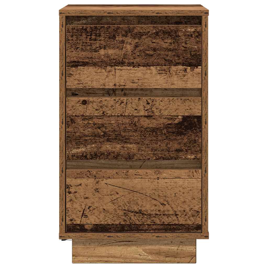 sengebord med LED-lys 38x34x65 cm antikt træ - Flotthjem