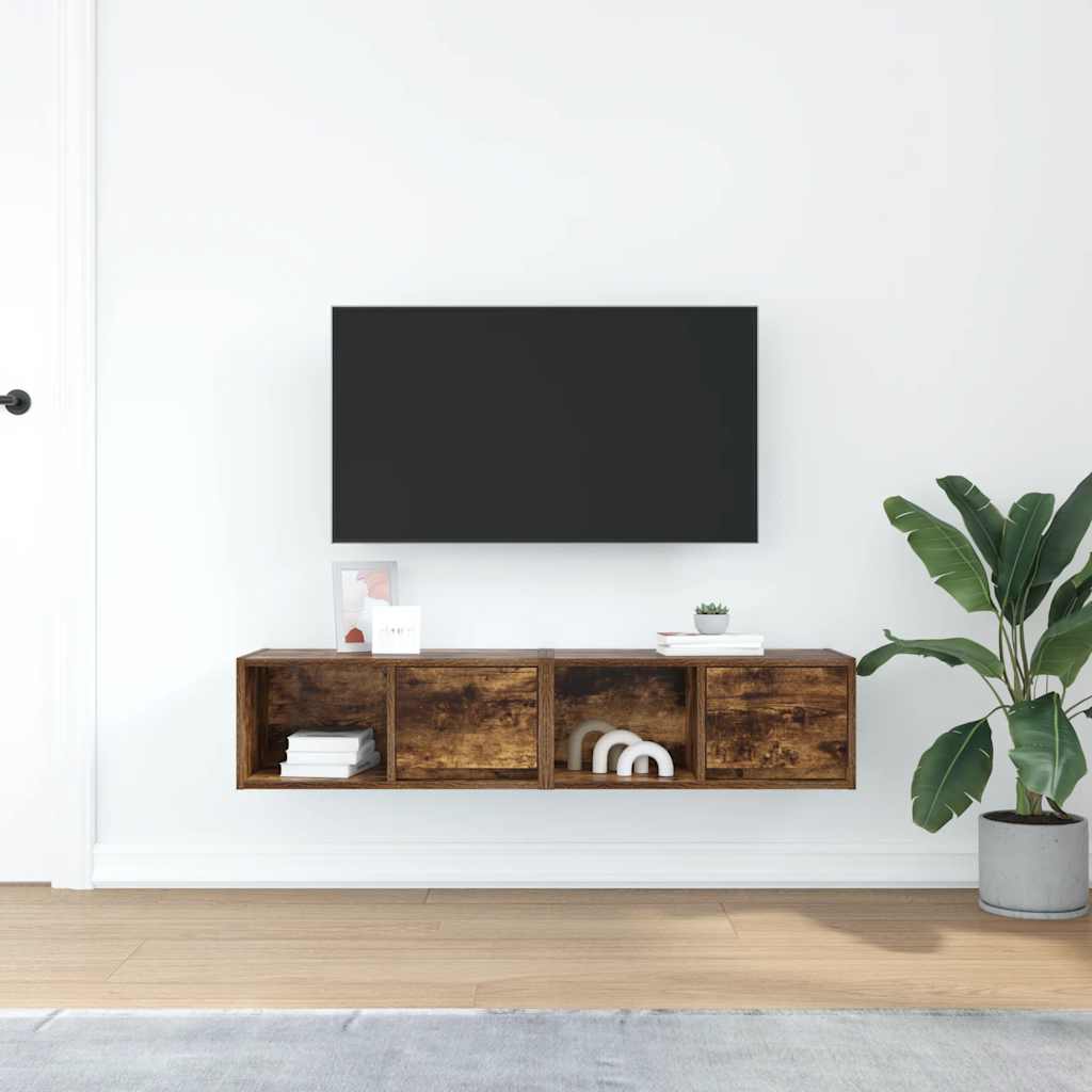 tv-skabe 2 stk. 60x31x25,5 cm konstrueret træ røget egetræ