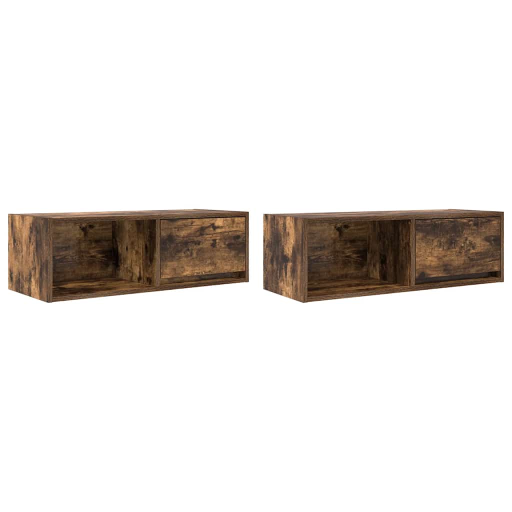 tv-skabe 2 stk. 80x31x25,5 cm konstrueret træ røget egetræ
