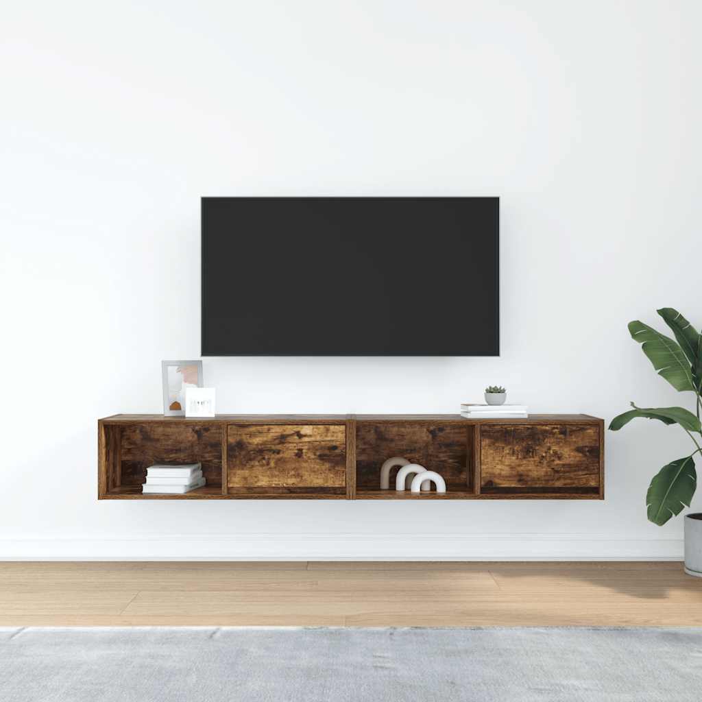 tv-skabe 2 stk. 80x31x25,5 cm konstrueret træ røget egetræ