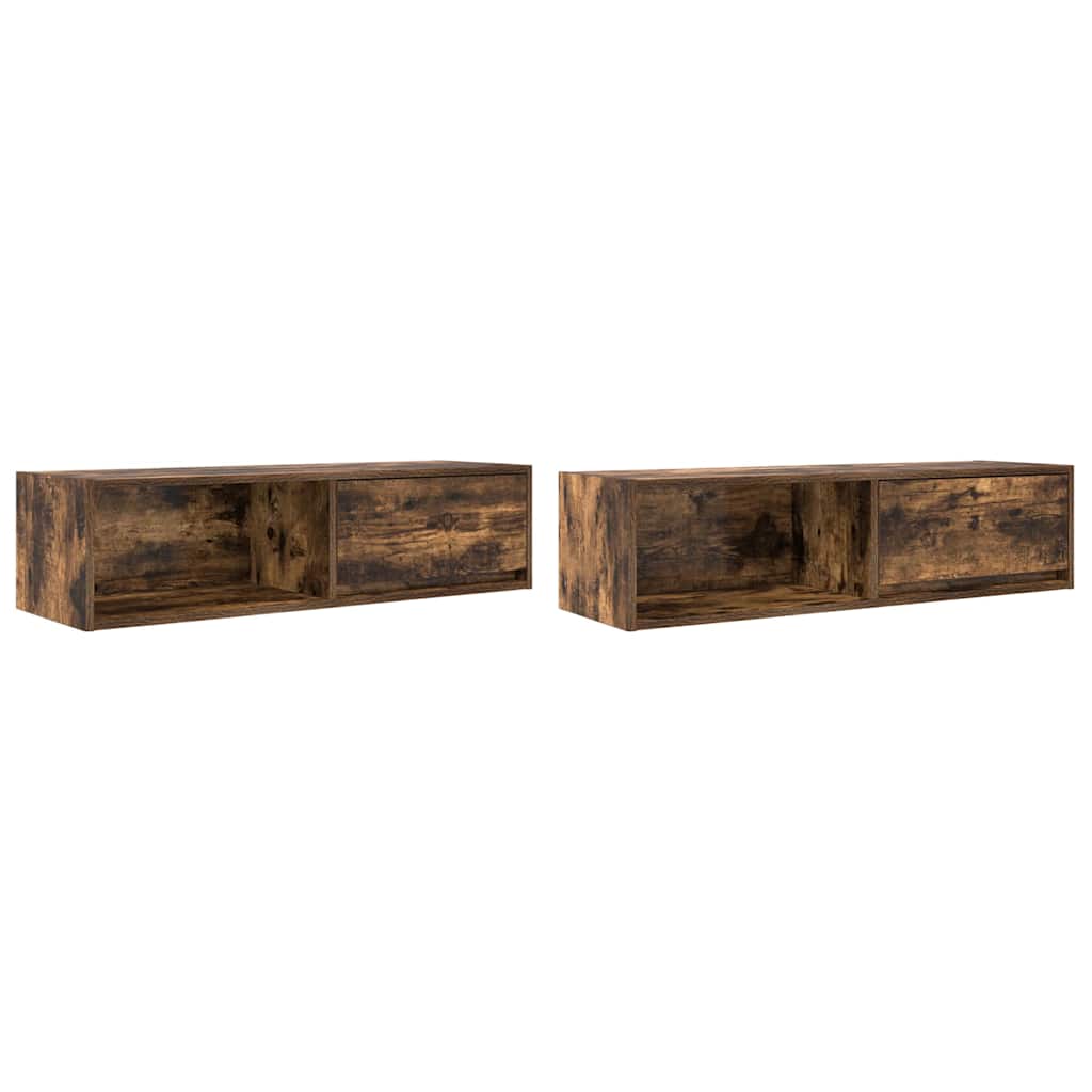tv-skabe 2 stk. 100x31x25,5 cm konstrueret træ røget egetræ