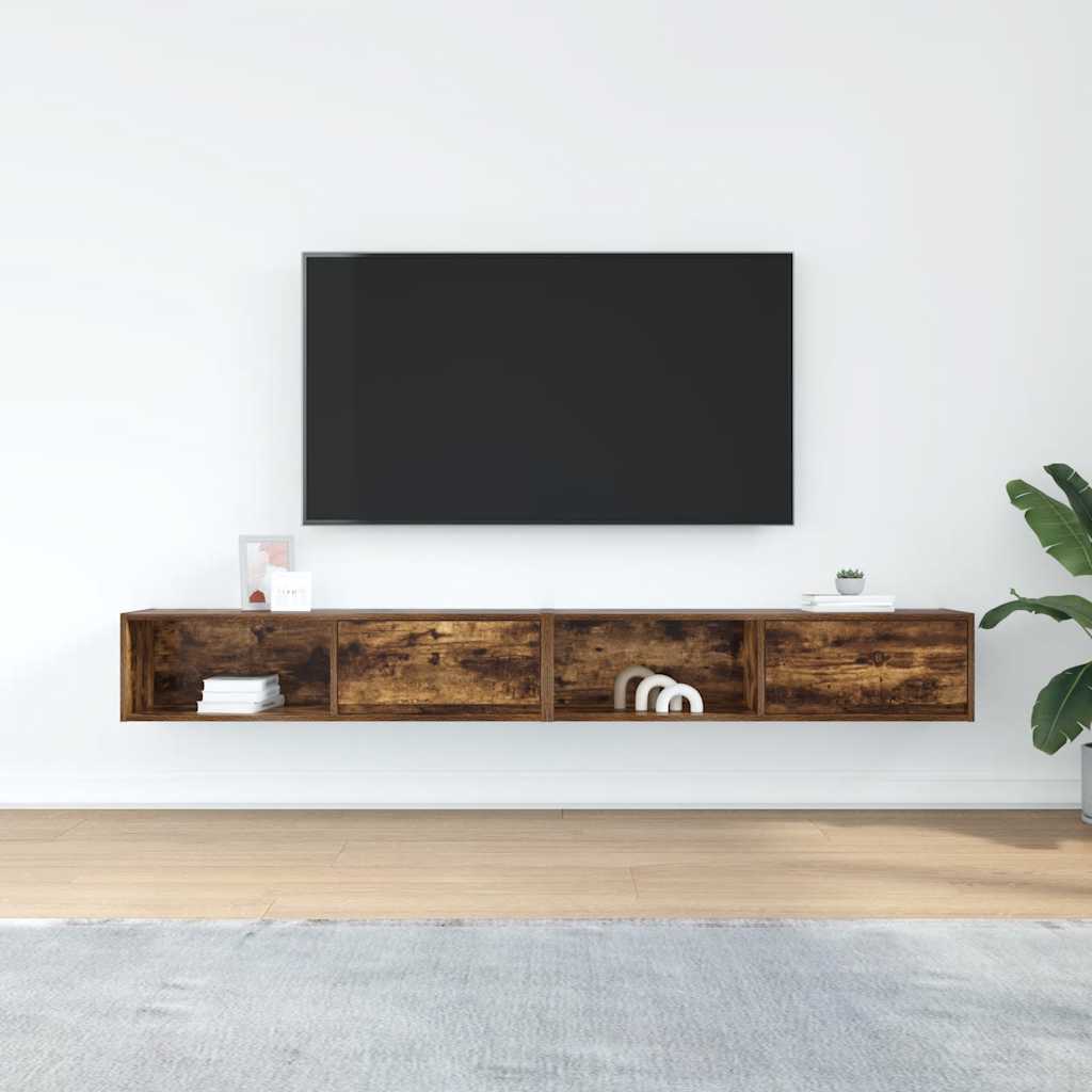 tv-skabe 2 stk. 100x31x25,5 cm konstrueret træ røget egetræ