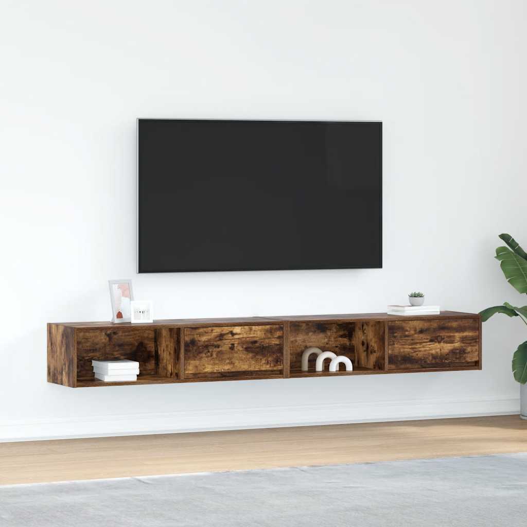 tv-skabe 2 stk. 100x31x25,5 cm konstrueret træ røget egetræ