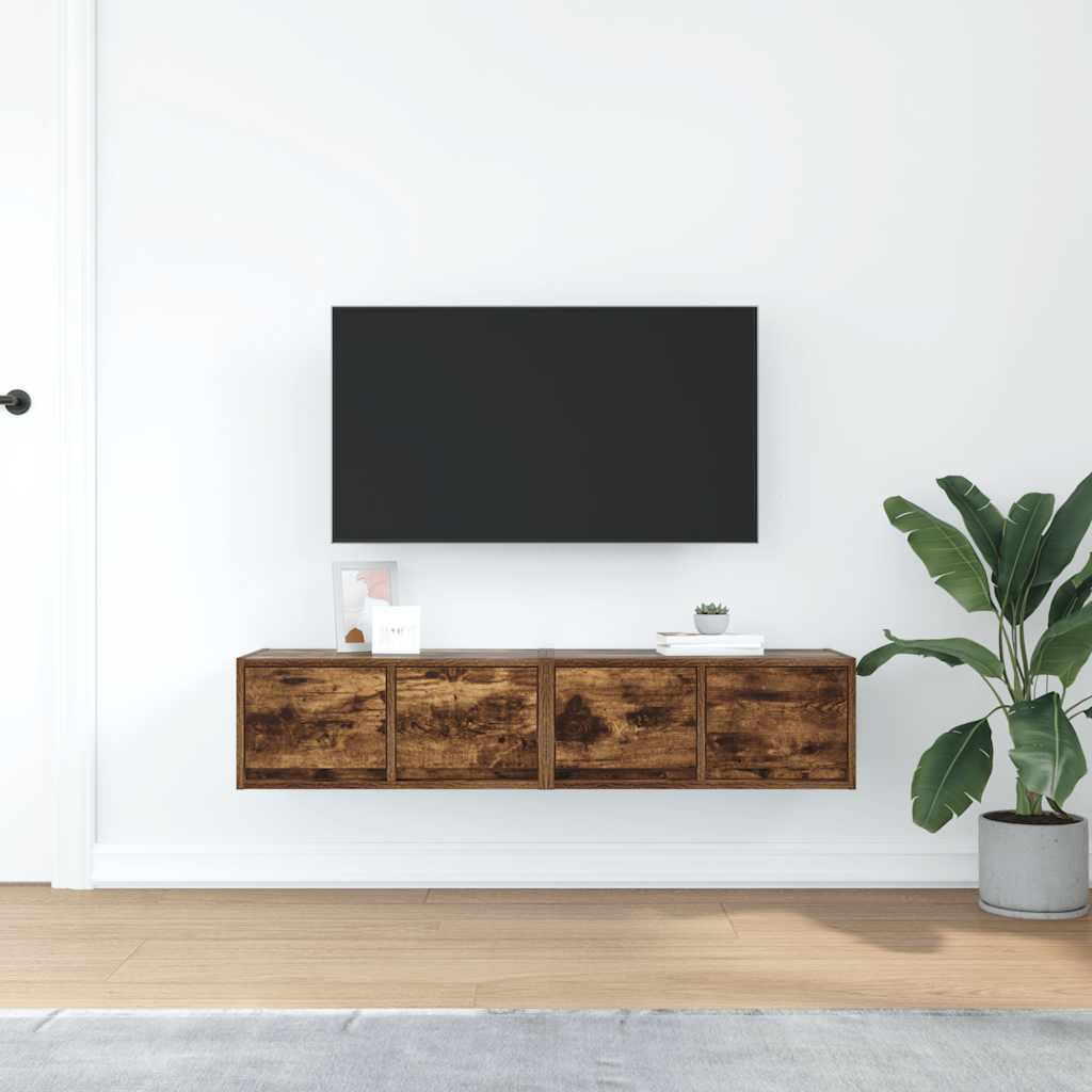 tv-skabe 2 stk. 60x31x25,5 cm konstrueret træ røget egetræ