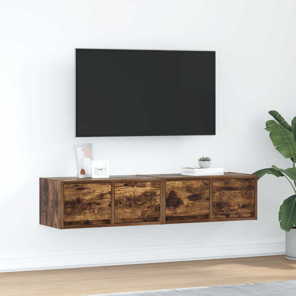tv-skabe 2 stk. 60x31x25,5 cm konstrueret træ røget egetræ