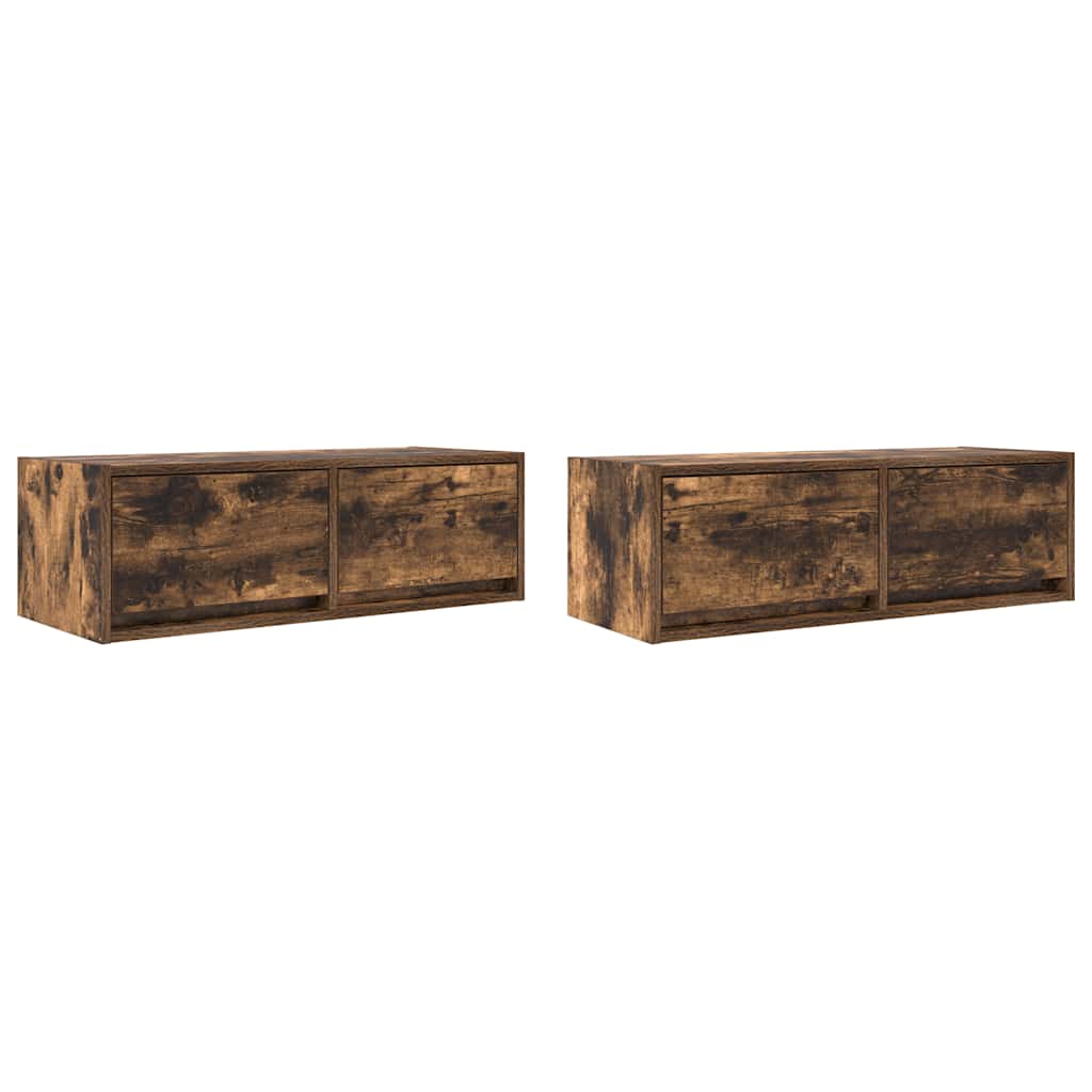 tv-skabe 2 stk. 80x31x25,5 cm konstrueret træ røget egetræ