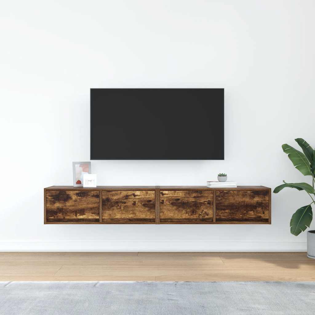 tv-skabe 2 stk. 80x31x25,5 cm konstrueret træ røget egetræ