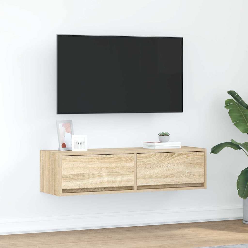TV-skab med skuffe Sonoma-eg 100 x 31 x 25,5 cm Konstrueret træ
