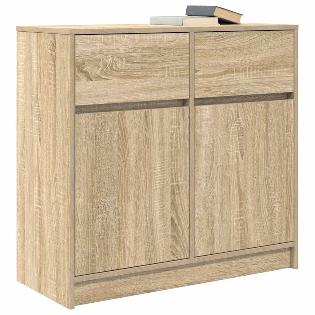 skænk med skuffe 80x34x76 cm konstrueret træ sonoma-eg