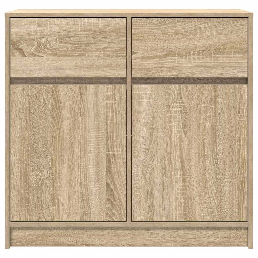 skænk med skuffe 80x34x76 cm konstrueret træ sonoma-eg