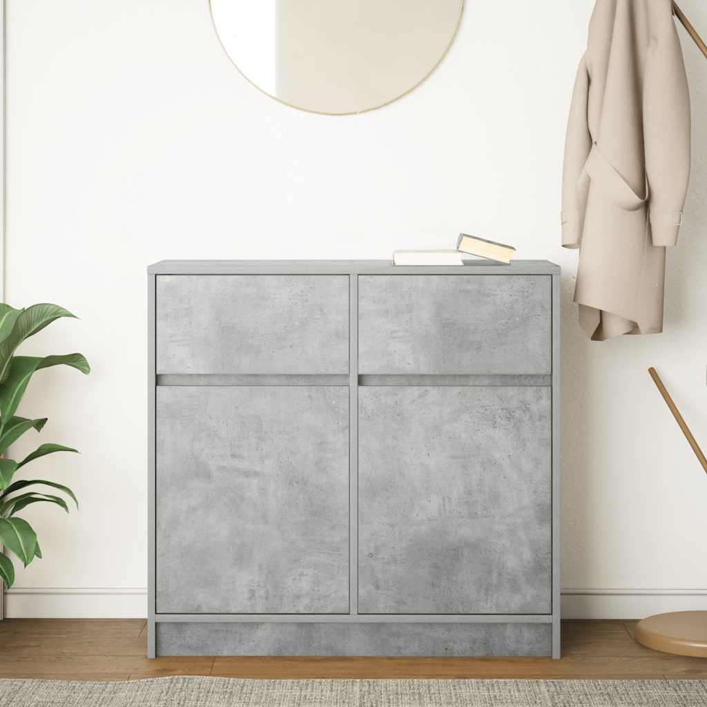 skænk med skuffe 80x34x76 cm konstrueret træ betongrå