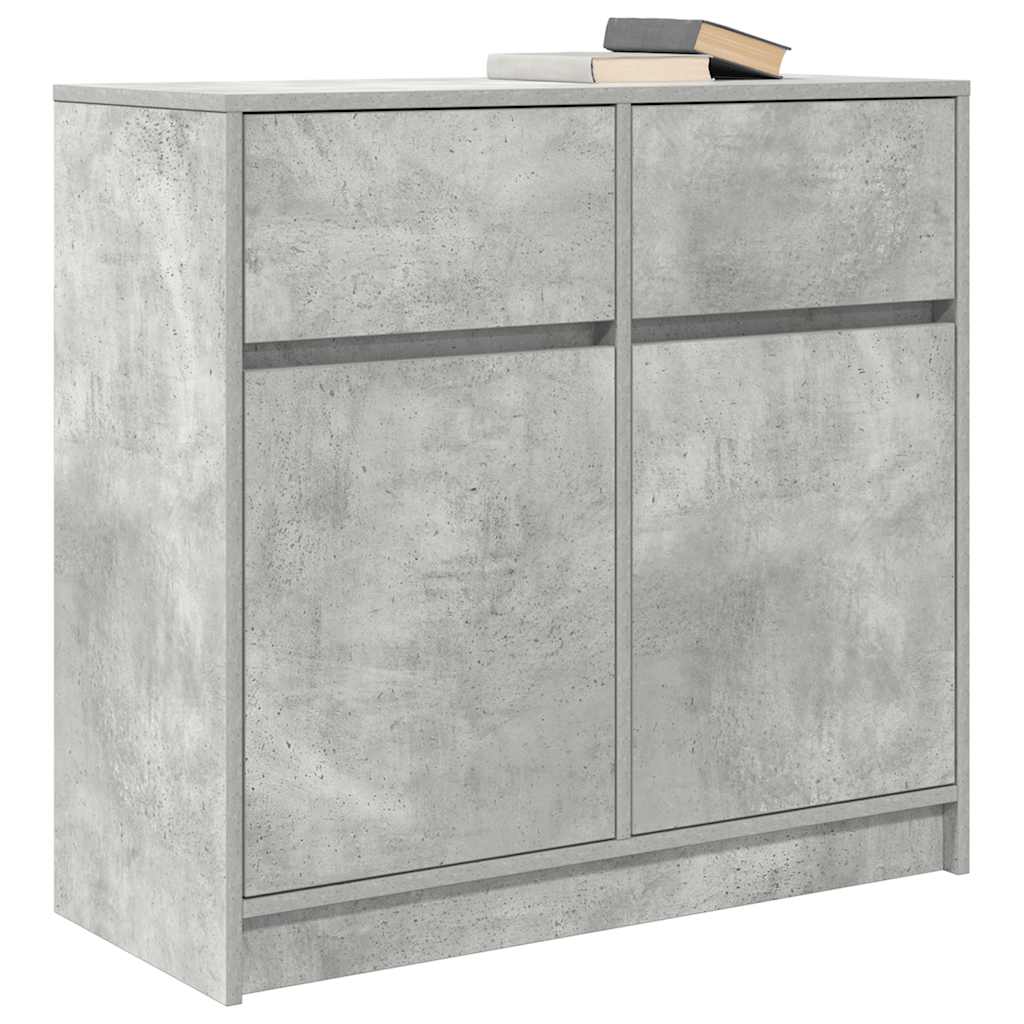 skænk med skuffe 80x34x76 cm konstrueret træ betongrå