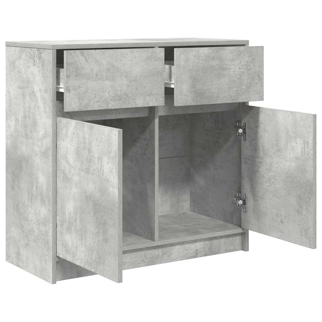 skænk med skuffe 80x34x76 cm konstrueret træ betongrå