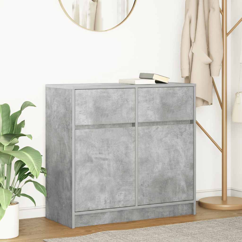skænk med skuffe 80x34x76 cm konstrueret træ betongrå