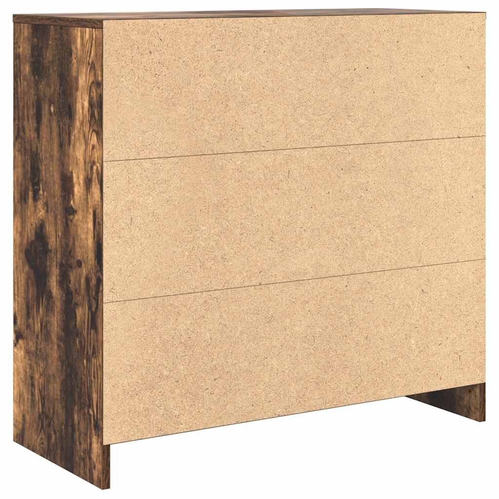 skænk med skuffe 80x34x76 cm konstrueret træ røget egetræ