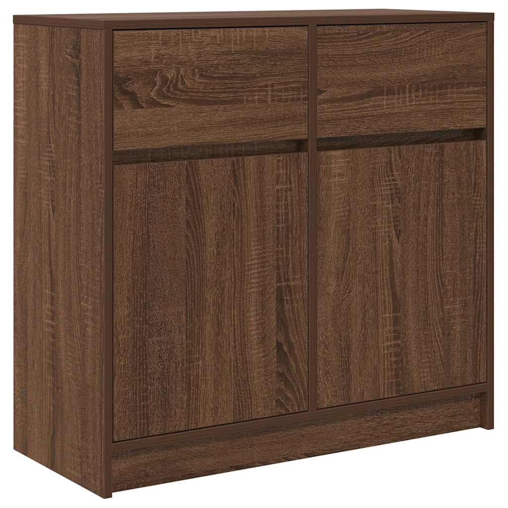 skænk med skuffe 80x34x76 cm konstrueret træ brun egetræ