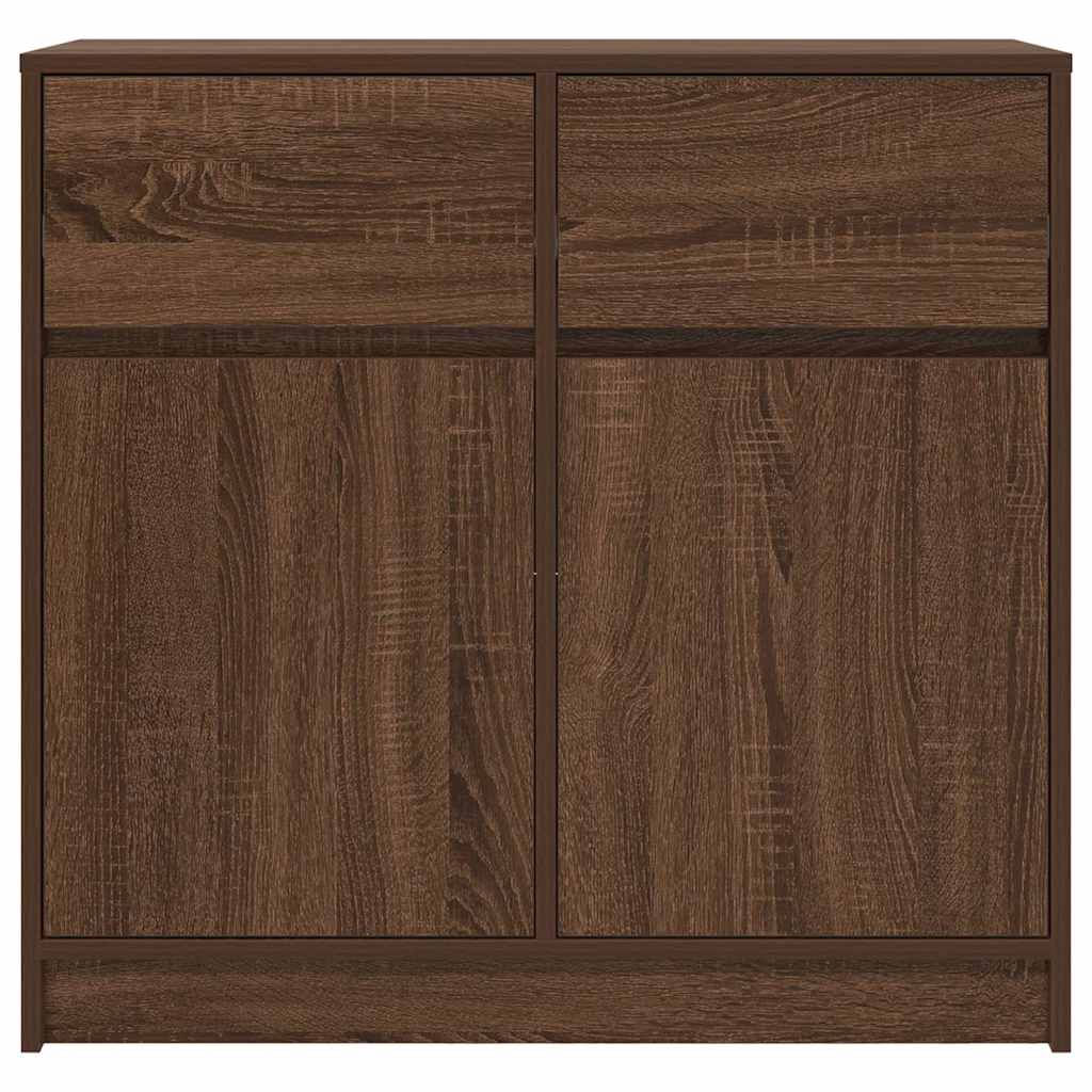 skænk med skuffe 80x34x76 cm konstrueret træ brun egetræ
