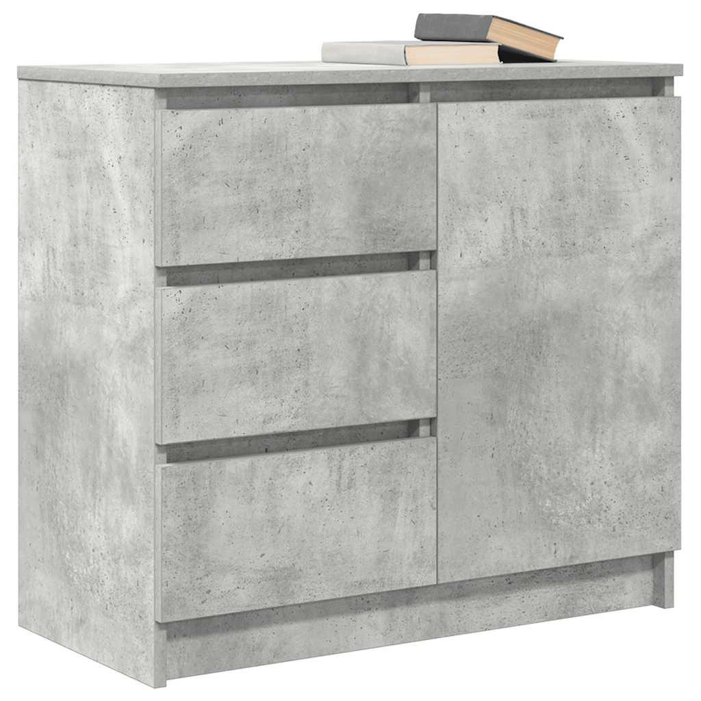 skænk med skuffe 71x35x65 cm konstrueret træ betongrå