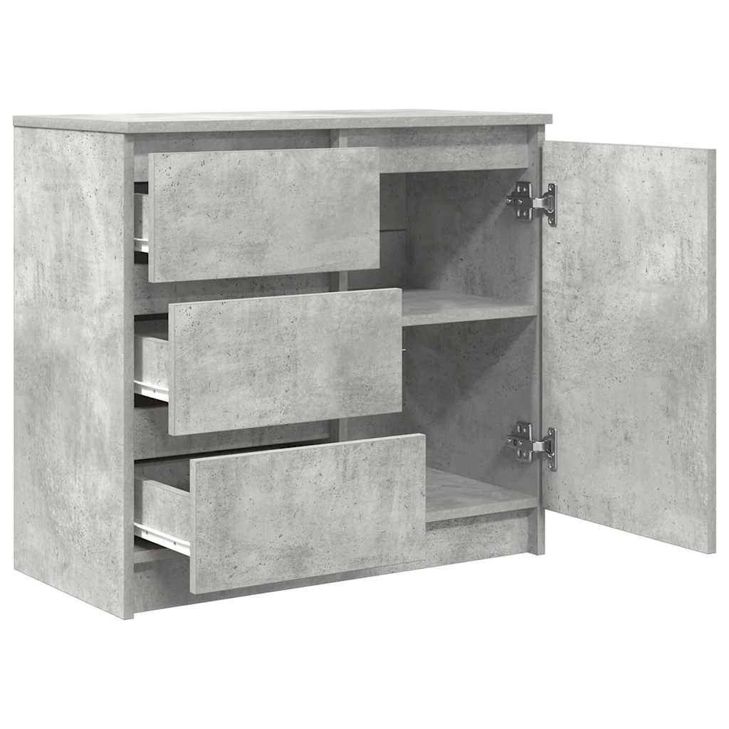 skænk med skuffe 71x35x65 cm konstrueret træ betongrå