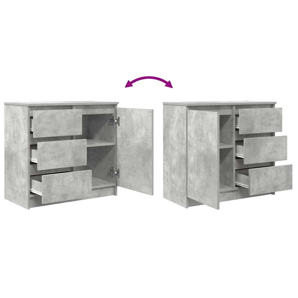 skænk med skuffe 71x35x65 cm konstrueret træ betongrå