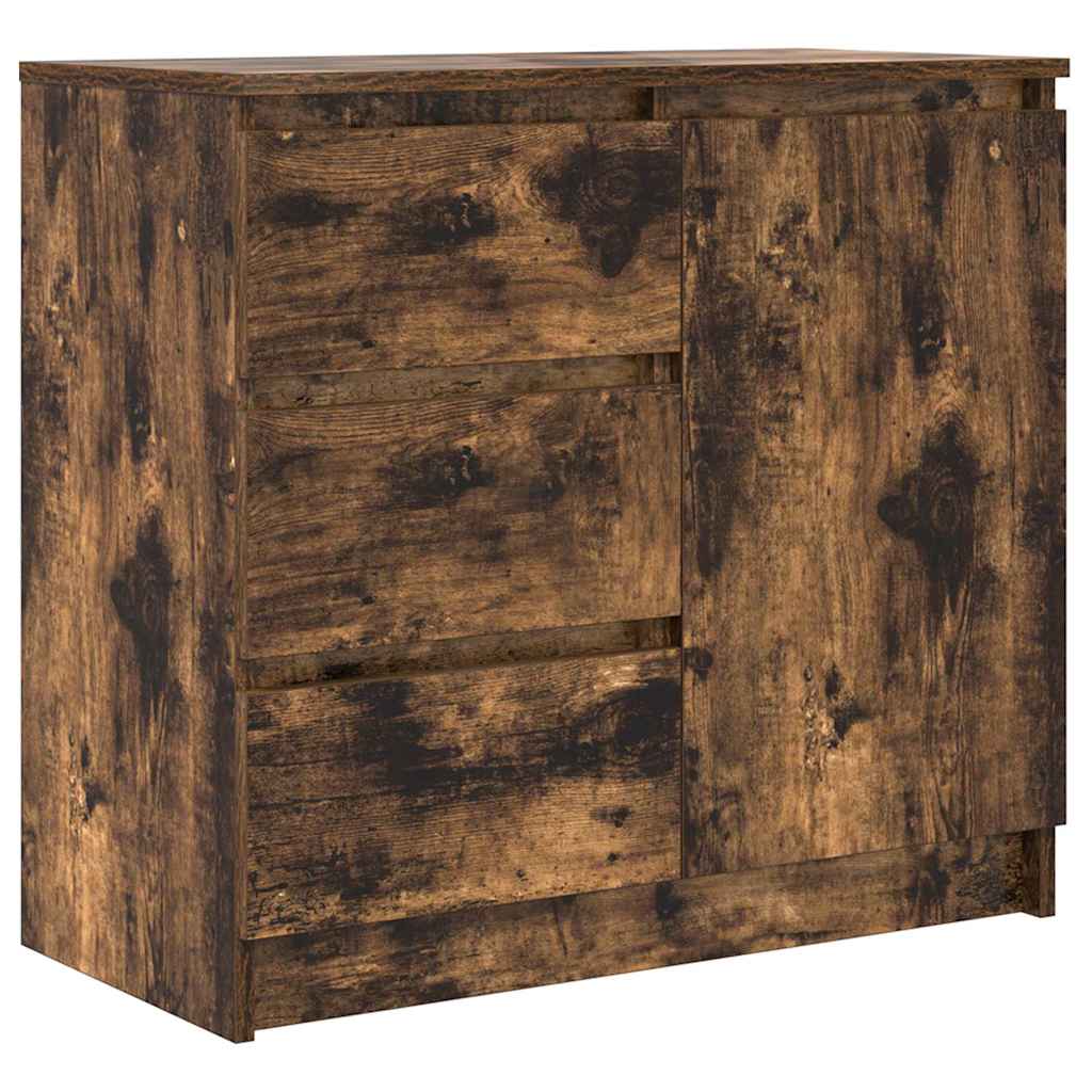 skænk med skuffe 71x35x65 cm konstrueret træ røget egetræ