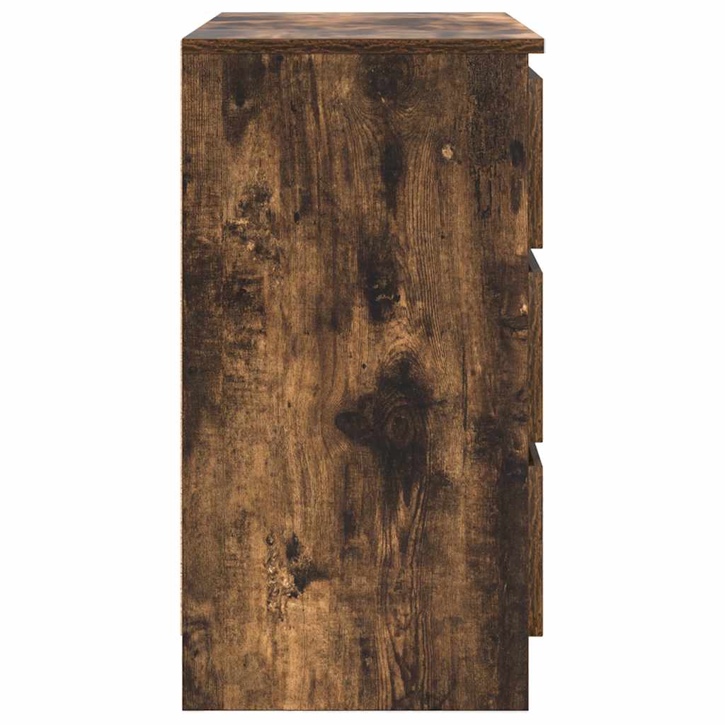 skænk med skuffe 71x35x65 cm konstrueret træ røget egetræ