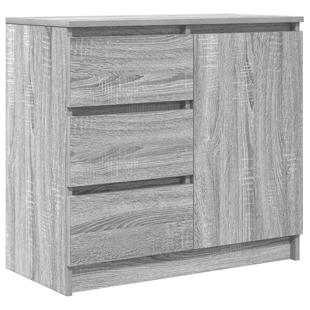 skænk med skuffe 71x35x65 cm konstrueret træ grå sonoma-eg