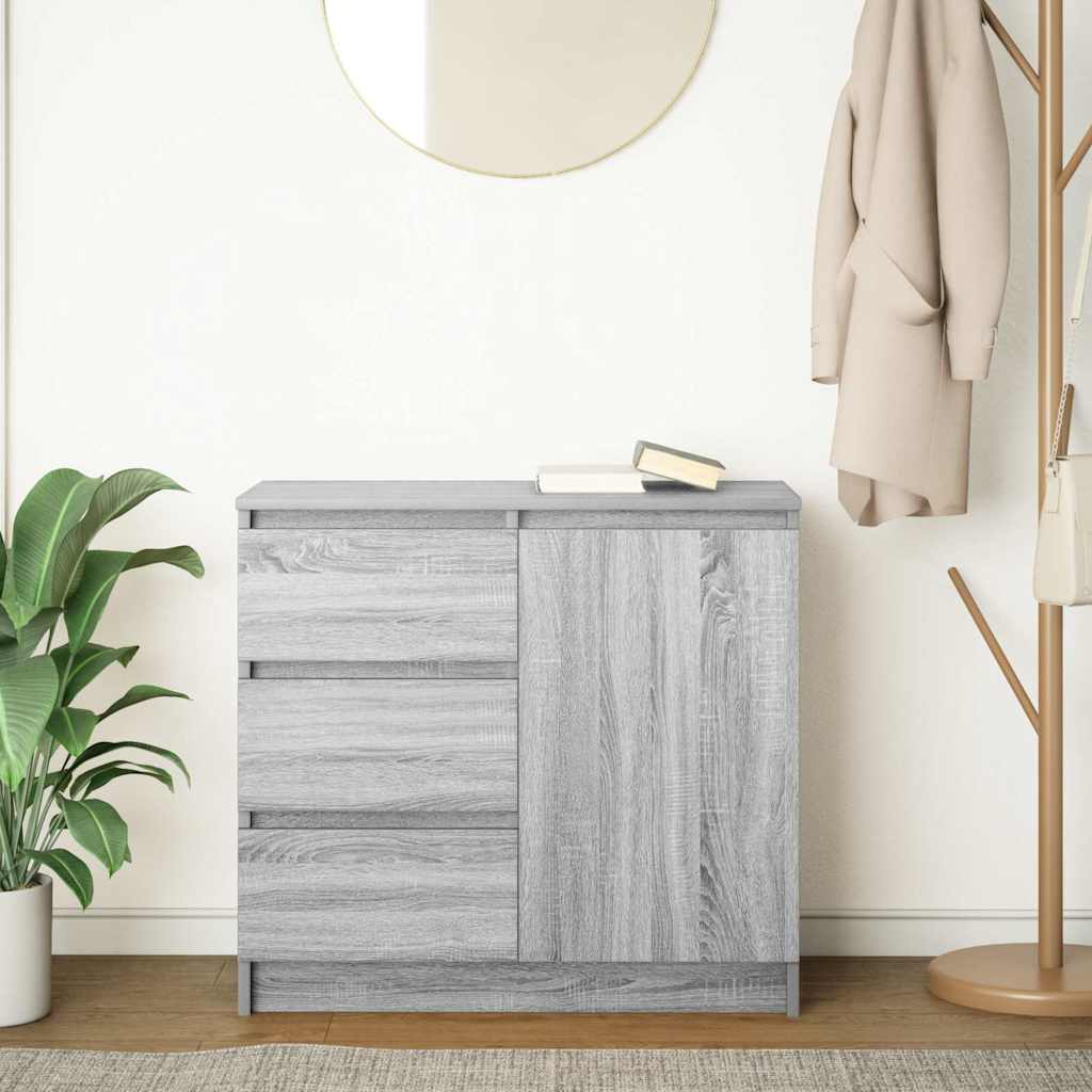 skænk med skuffe 71x35x65 cm konstrueret træ grå sonoma-eg