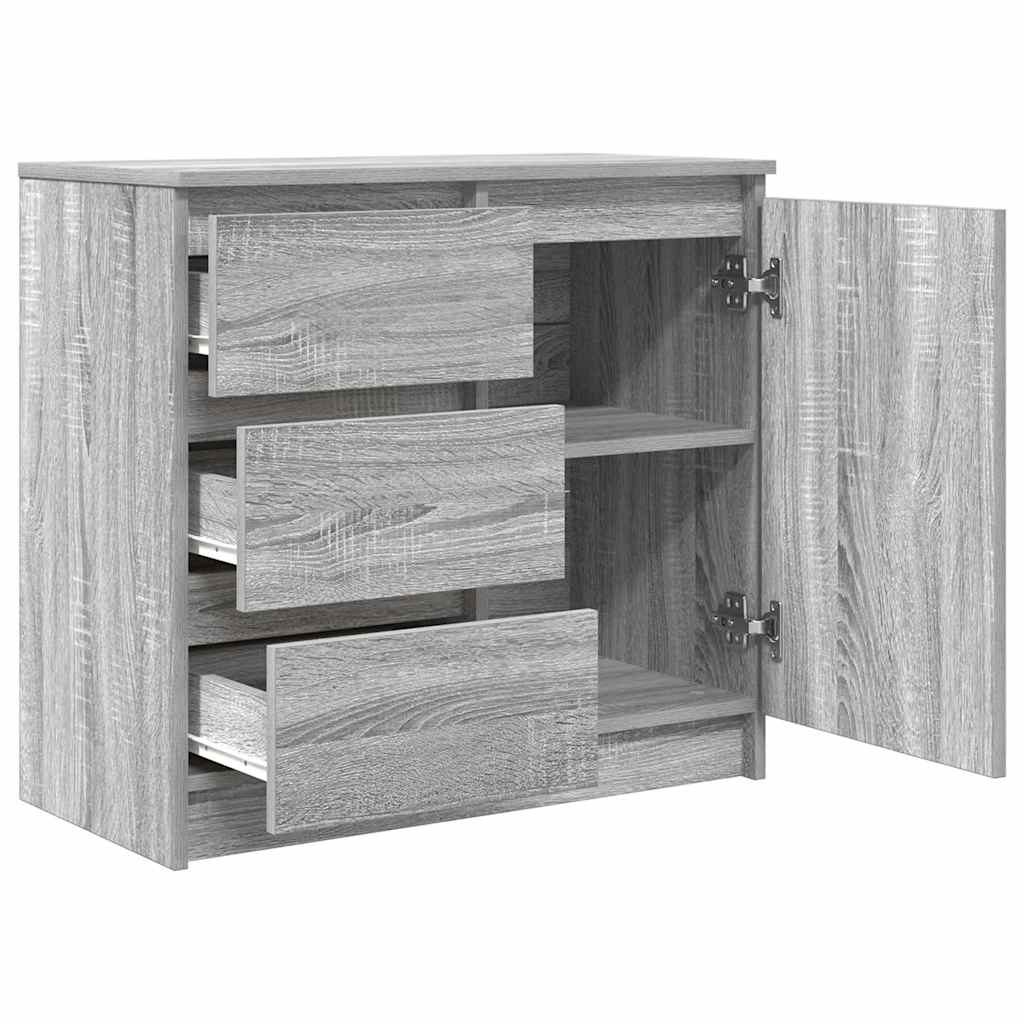 skænk med skuffe 71x35x65 cm konstrueret træ grå sonoma-eg
