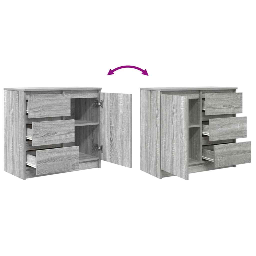skænk med skuffe 71x35x65 cm konstrueret træ grå sonoma-eg
