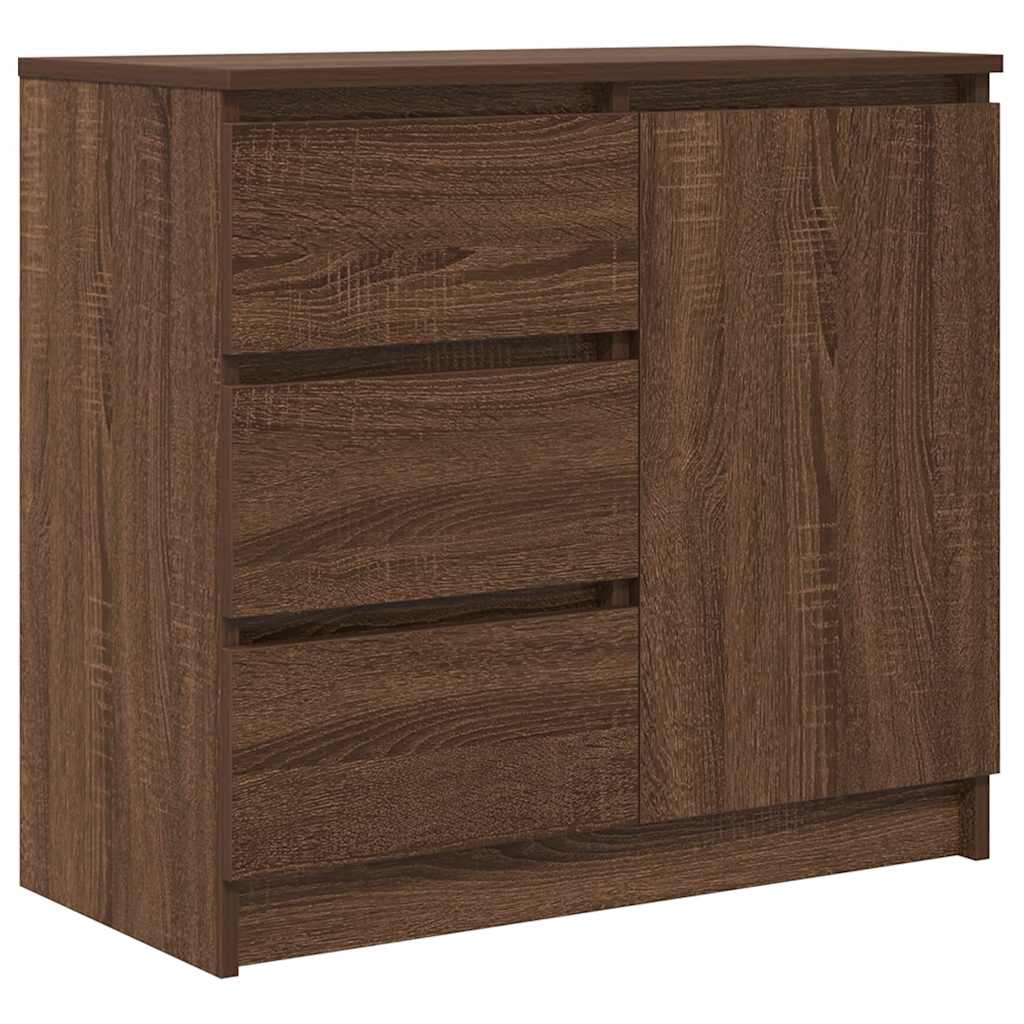 skænk med skuffe 71x35x65 cm konstrueret træ brun egetræ