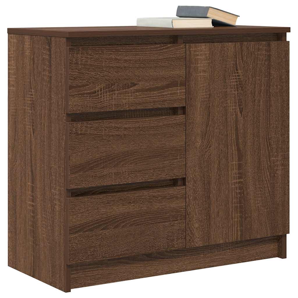 skænk med skuffe 71x35x65 cm konstrueret træ brun egetræ
