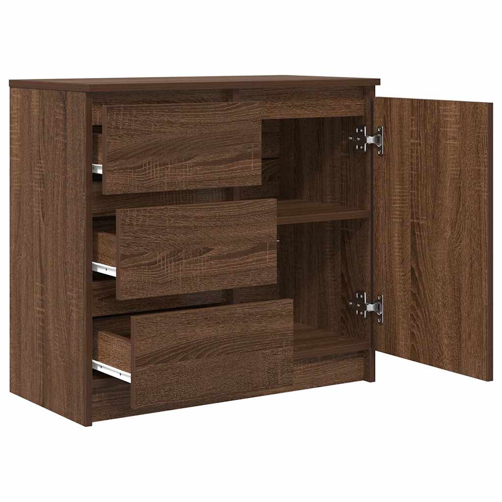 skænk med skuffe 71x35x65 cm konstrueret træ brun egetræ
